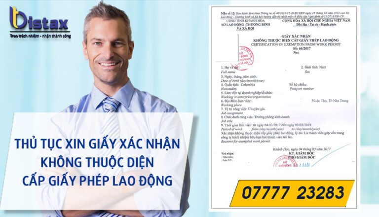 Xin giấy xác nhận miễn giấy phép lao động